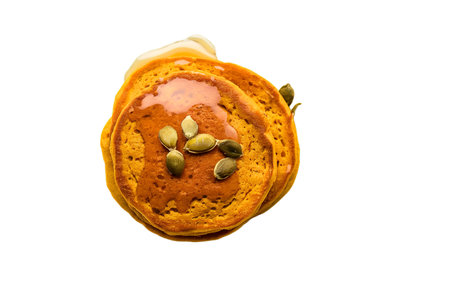 pumpkin pancakes with honeyの写真素材