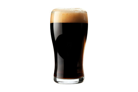 A photo of a tall glass filled with a dark beerの写真素材