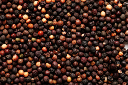 Close up shot of black mustard seeds top down viewの素材