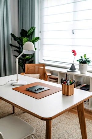 The minimalistic home working desk designの素材