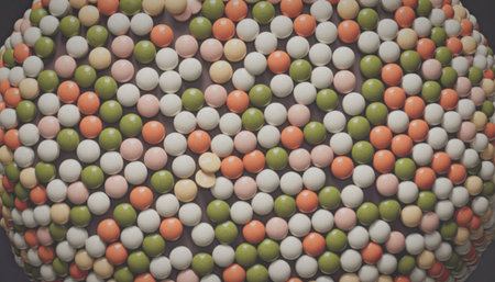 A close-up image of a vibrant assortment of candies in various colors including green, orange,...