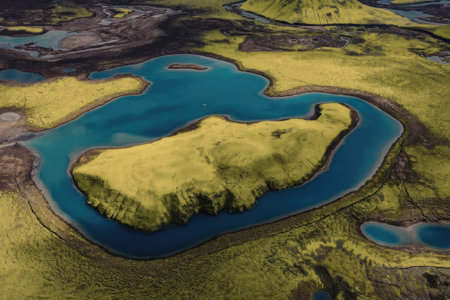 Aerial view of serene island surrounded by calm waters
