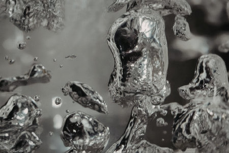 Captivating close-up of mercury droplets in motion