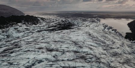 Frozen landscape with ice and water in a serene natural setting