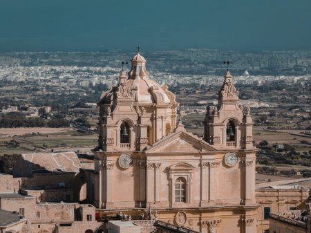 Majestic cathedral standing tall in the heart of a picturesque landscape