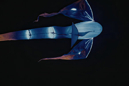 Majestic jellyfish swimming in the dark ocean depth