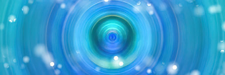 An abstract image featuring a blue swirl with white dots on a blue background