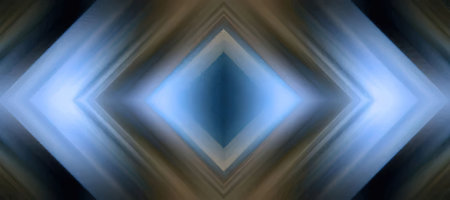 An abstract image featuring a diamond-shaped light effect with blue and white hues on a dark...