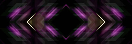 An abstract image featuring a purple and black background with geometric shapes.