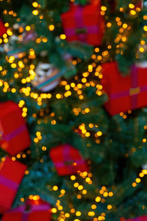 a christmas tree with presents and lights