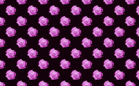 A seamless pattern of pink roses on a black background
