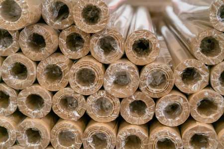 A stack of cardboard tubes, likely from paper towel or toilet paper rolls, with their open ends...