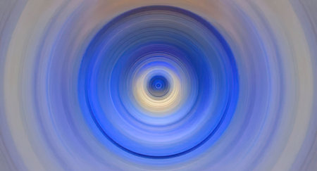 A mesmerizing image featuring concentric circles in shades of blue and yellow, creating a...