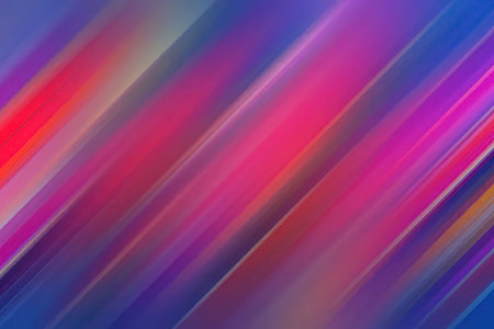 An abstract image featuring diagonal streaks of vibrant colors including pink, blue, purple, and...