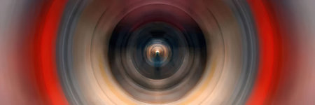 The image features a vibrant abstract art piece with shades of red and orange, creating a dynamic...