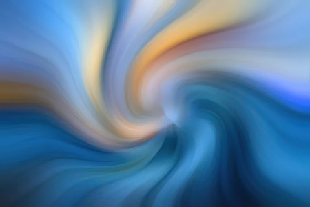Swirling motion of blue and yellow hues creates a dynamic abstract background symbolizing energy and...
