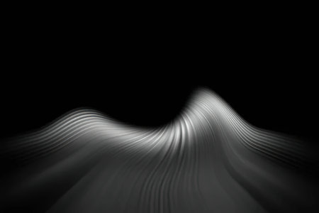 Smooth and elegant black and white abstract wave design with flowing curves and gradient highlights...