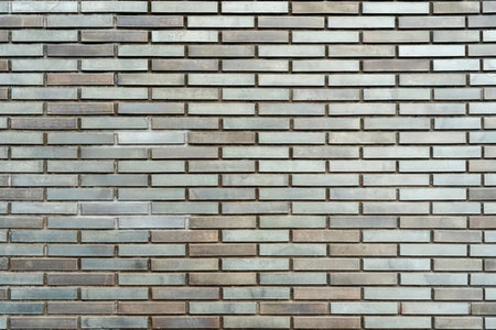 Modern brick wall features varied shades of grey and brown tones, creating a sleek architectural...