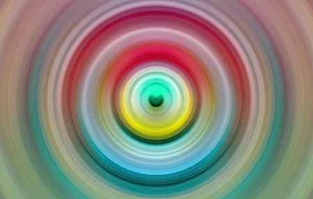 Vibrant colorful abstract circular pattern with a gradient effect and blurred motion creates a...