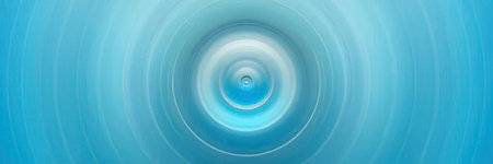 Calm blue water surface with ripples and concentric circles forming after a drop hits, creating a...