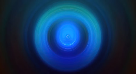 Vibrant blue glowing circular pattern with concentric rings creates a mesmerizing visual effect...