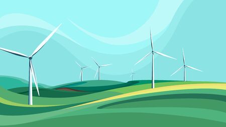 Landscape with wind farms.のイラスト素材