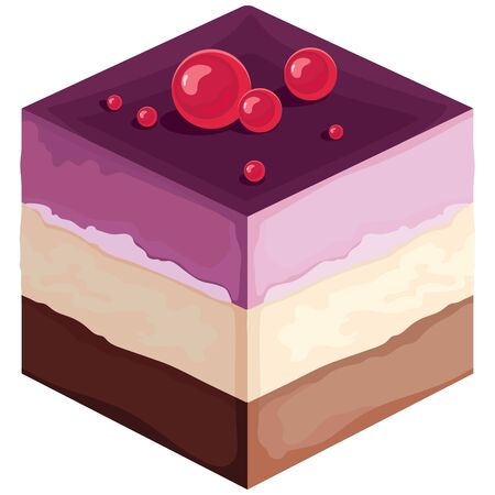 Delicious cake isolated on white background. Beautiful pastries decorated with cream.のイラスト素材