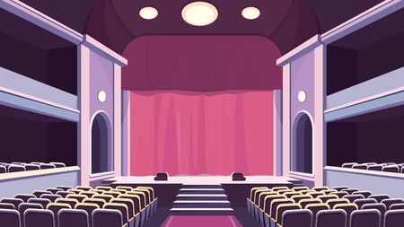 Empty theater hall. Stage with curtain.のイラスト素材
