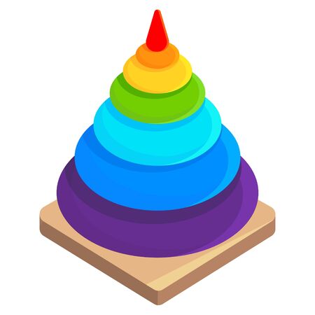 Children's pyramid. Bright toy in cartoon style isolated on white background.のイラスト素材