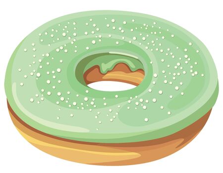 Donut with pistachio cream. Delicious pastries in cartoon style.のイラスト素材