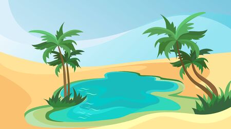Desert oasis landscape. Beautiful nature scenery.のイラスト素材