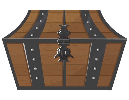 Wooden treasure chest. Vintage object in cartoon style.のイラスト素材