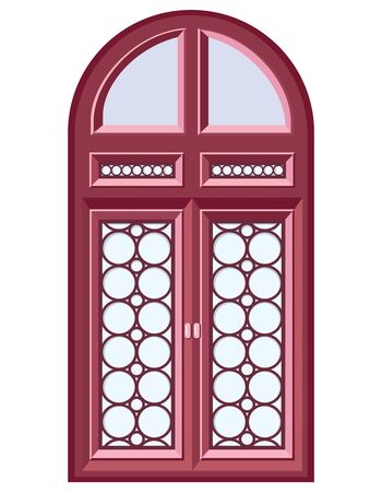 Double door in cartoon style. Beautiful element of architecture.のイラスト素材