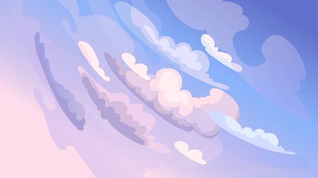 Beautiful sky landscape. Colorful clouds in cartoon style.