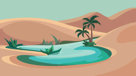 Desert oasis landscape.のイラスト素材