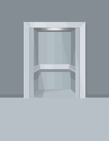Elevator with open doors. Lift in cartoon style.のイラスト素材