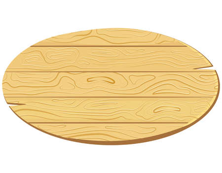 Empty wooden plank. Oval signboard in cartoon style.のイラスト素材