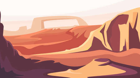 Beautiful martian landscape. Space scenery in cartoon style.のイラスト素材