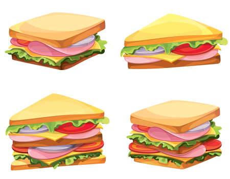 Set of different sandwiches.のイラスト素材