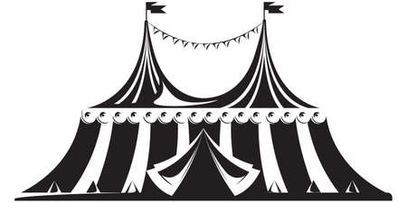 Traditional circus tent. Illustration in monochrome style.のイラスト素材
