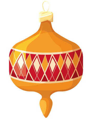 Patterned Christmas tree toy. Festive decor in cartoon style.のイラスト素材