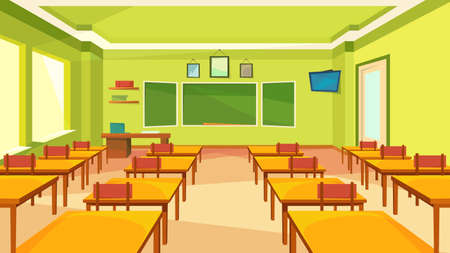 Empty classroom with blackboard.のイラスト素材
