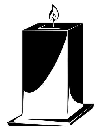 Burning square candle. Decor object in monochrome style.のイラスト素材