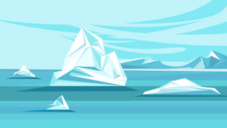 North Pole with melting icebergs. Arctic Ocean.のイラスト素材