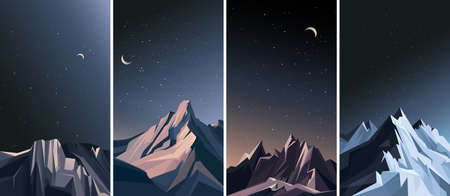 Mountains in the night. Collection of nature sceneries in vertical orientation.