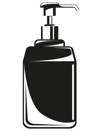 Spray bottle with antiseptic. Virus prevention tool in monochrome style.のイラスト素材
