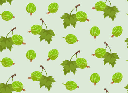 Seamless pattern with gooseberries. Texture with berries in cartoon style.のイラスト素材