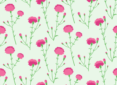 Seamless pattern with carnations. Beautiful nature texture in flat style.のイラスト素材