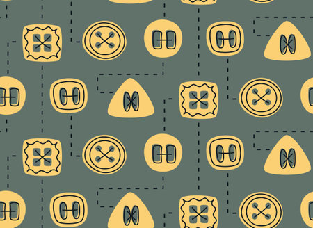 Seamless pattern with yellow buttons. Beautiful texture in doodle style.のイラスト素材