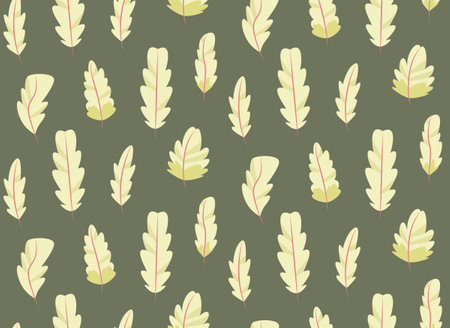 Seamless pattern with yellow feathers. Beautiful nature texture in flat style.のイラスト素材